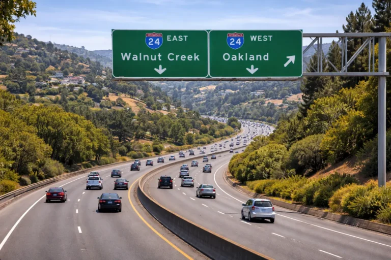 Orinda Airport Shuttle Service Area in Contra Costa County Orinda California roadway near Highway 24 for airport shuttle service