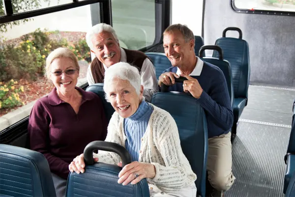 Senior passenger using accessible shuttle service in Orinda